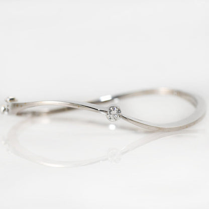 18K White Gold Bangle Diamond Bracelet, .30Ct,