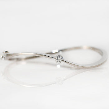 18K White Gold Bangle Diamond Bracelet, .30Ct,