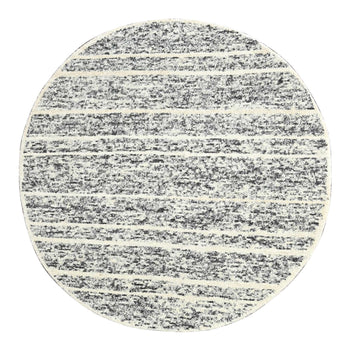 8'X8' Salt And Pepper Modern Striae Design Wool Hand Knotted Round Rug