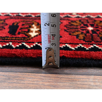 2'3"X5'2" Red Hand Knotted Afghan Khamyab Tribal Design All Wool Runner Rug