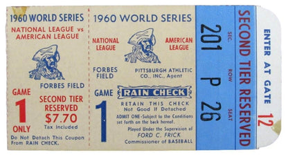 1960 World Series Game 1 Ticket Stub Pirates/Yankee Clemente/Maris Debut 185001