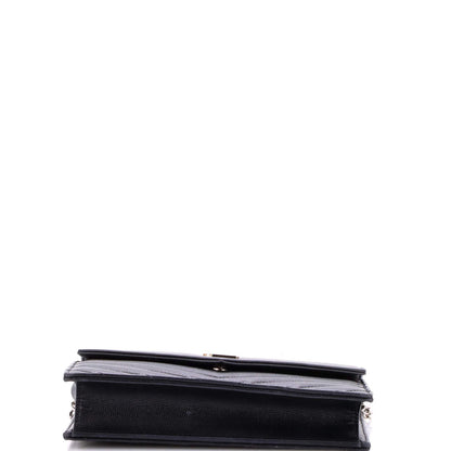 Saint Laurent Classic Monogram Wallet On Chain Matelasse Chevron Leather Small