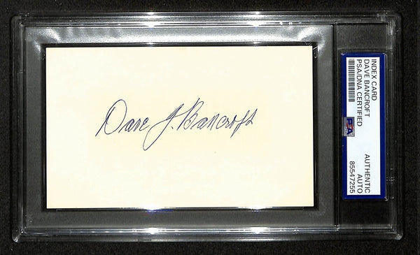 Dave Bancroft Hof Signed/Autographed 3X5 Index Card Phillies Psa/Dna 199308
