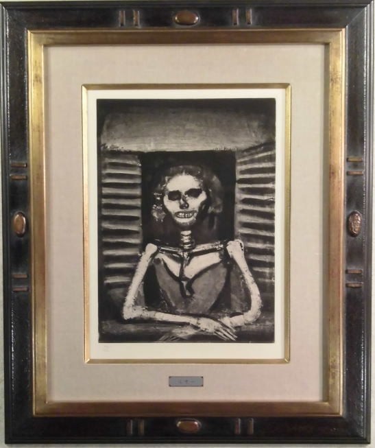 Georges Rouault "Les Fleurs du Mal: ??Skeletons" copperplate engraving Signed