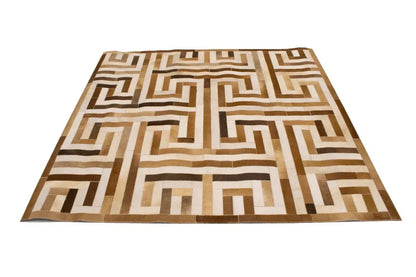 Cowhide leather rug modern square design contemporary carpet ft 6x6 ft