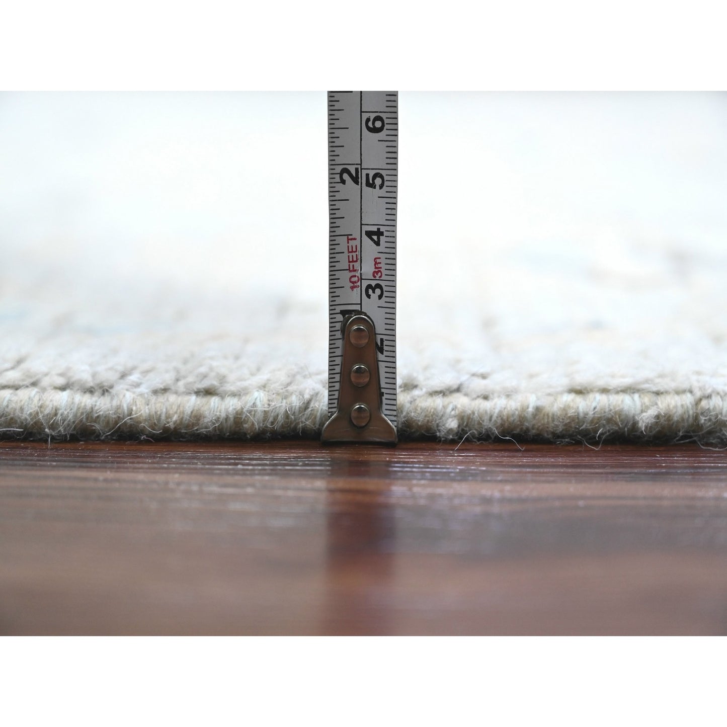 9'X12'1" Gray Moroccan Weave Elephant Feet Design Hand Knotted Wool Rug