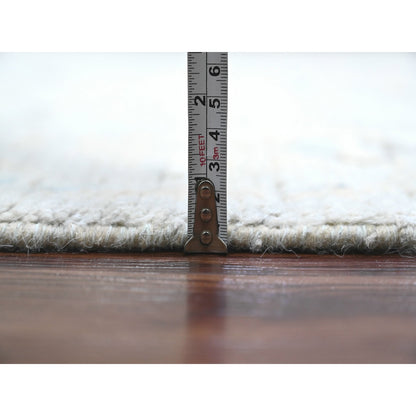 9'X12'1" Gray Moroccan Weave Elephant Feet Design Hand Knotted Wool Rug