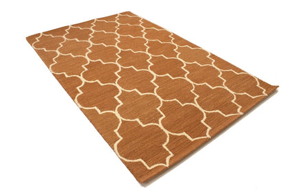 Rust Trellis Design Contemporary 5X8 Hand-Tufted