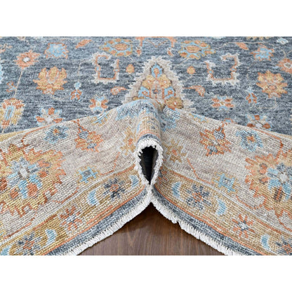 8'10"X12' Lead Gray Oushak Design Hand Knotted Pure Wool Oriental Rug