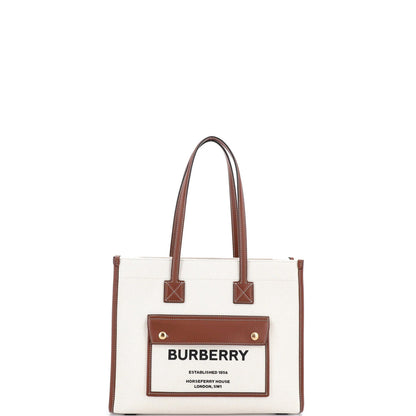 Burberry Freya Shopping Tote Canvas With Leather Small