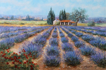 Claude Mourier France Signed Oil Painting Lavender Fields Of Haute Provence F12