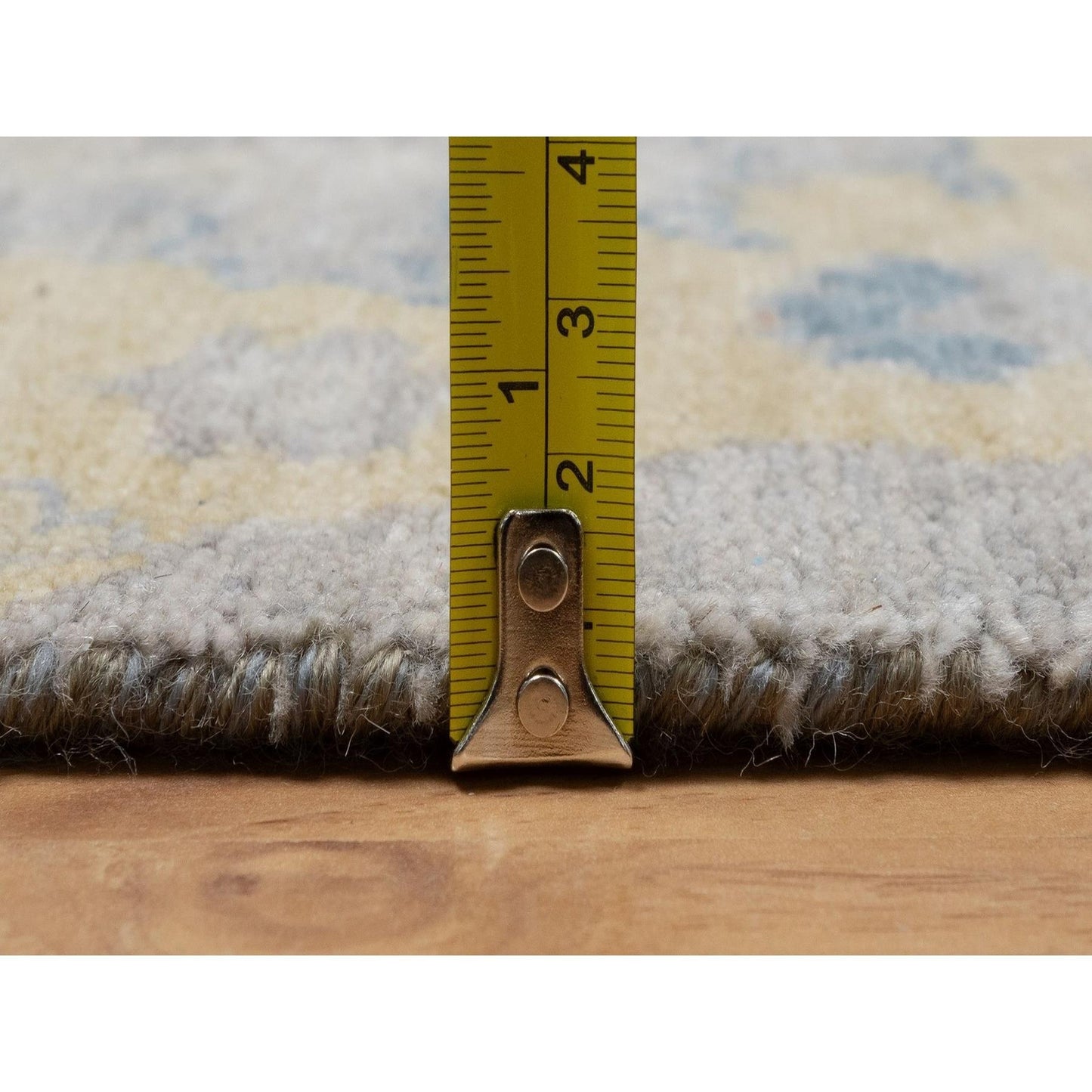 Rug 2'x3'1" Beige Broken Pattern with Oushak Design Hand Knotted Mat Wool