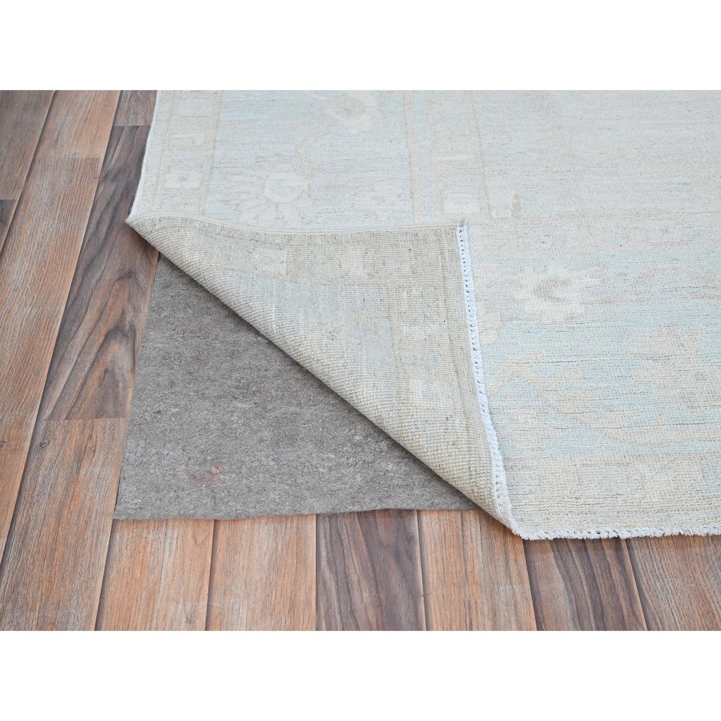8'2"X9'6" Gray Wool Hand Knotted White Wash Peshawar Chobi Oriental Rug