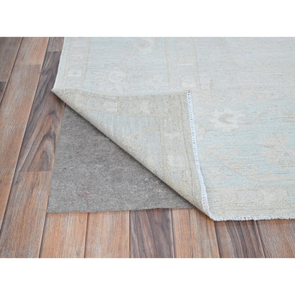 8'2"X9'6" Gray Wool Hand Knotted White Wash Peshawar Chobi Oriental Rug