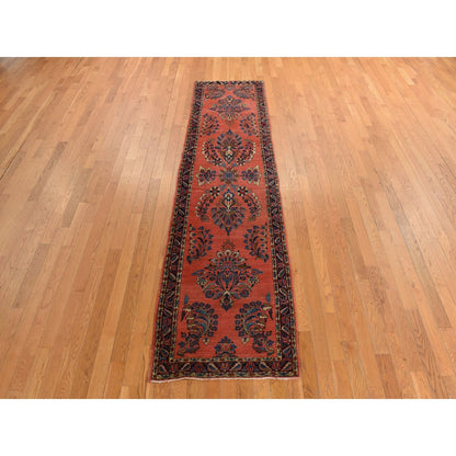2'7"X10' Red Antique Zoroastrian Saroogh Wool Hand Knotted Runner Rug