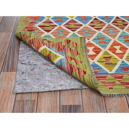2'9"X12'9" Colorful Afghan Kilim Hand Woven Flat Weave Wool Runner Rug