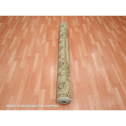 5'8"X7'10" Ivory Agra Ziegler Design Leaf Pattern Hand Knotted Wool Rug