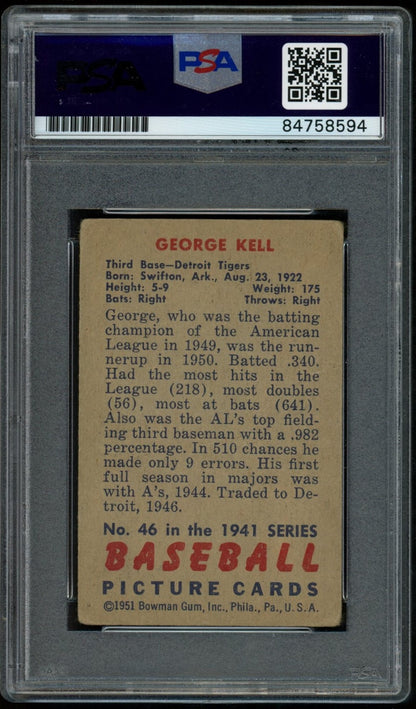 1951 Bowman George Kell Hof #46 Authentic Card