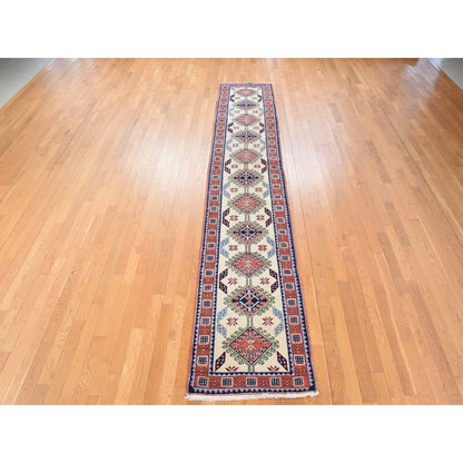 2'6"X13'1" Reed Yellow Vintage Zoroastrian Hand Knotted Wool Runner Rug