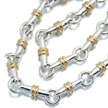 Tiffany&Co. Rare Necklace Donuts Link Bicolor 18K Yg/925 Sterling Silver