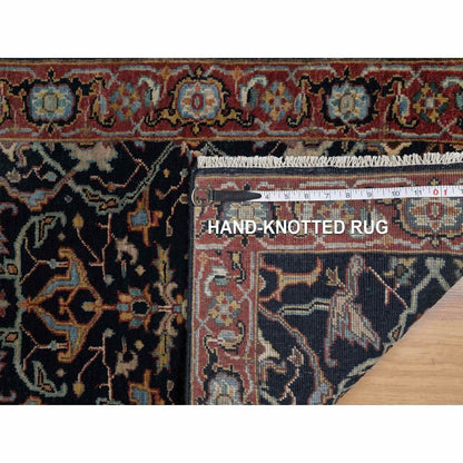 2'X3'2" Midnight Blue Antiqued Fine Heris Hand Knotted Wool Small Rug