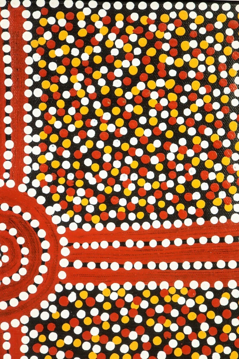 Paddy Bird Jungala "Mulga Seed" Aboriginal Dot Painting Acrylic On Canvas Signed