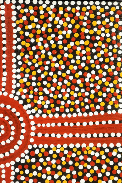 Paddy Bird Jungala "Mulga Seed" Aboriginal Dot Painting Acrylic On Canvas Signed
