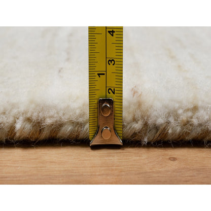 2'6"X11'10" White Wool Hand Knotted Modern Lori Buft Gabbeh Runner Rug