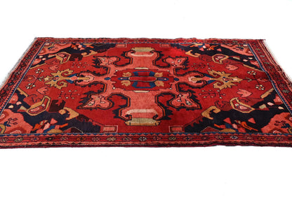 Hand-Knotted Red Tribal Floral Design Oriental