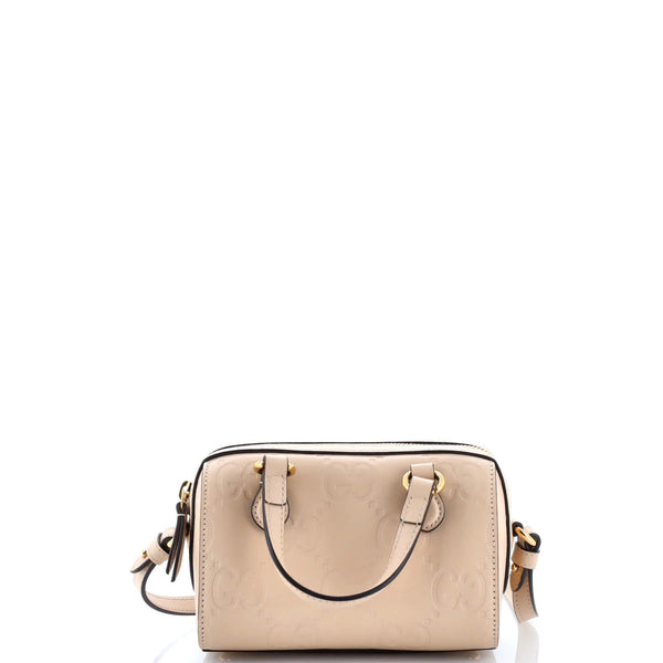 Gucci Convertible Top Handle Bag Jumbo Gg Embossed Leather Mini