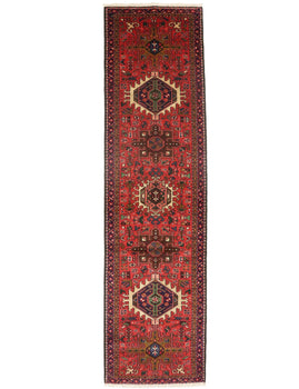 Hand-Knotted Red Vintage Oriental Runner Rug