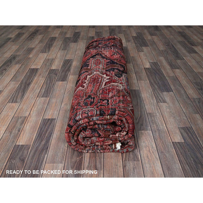 8'4"X10'2" Blush Red Vintage Zoroastrian Heris Hand Knotted Pure Wool Rug