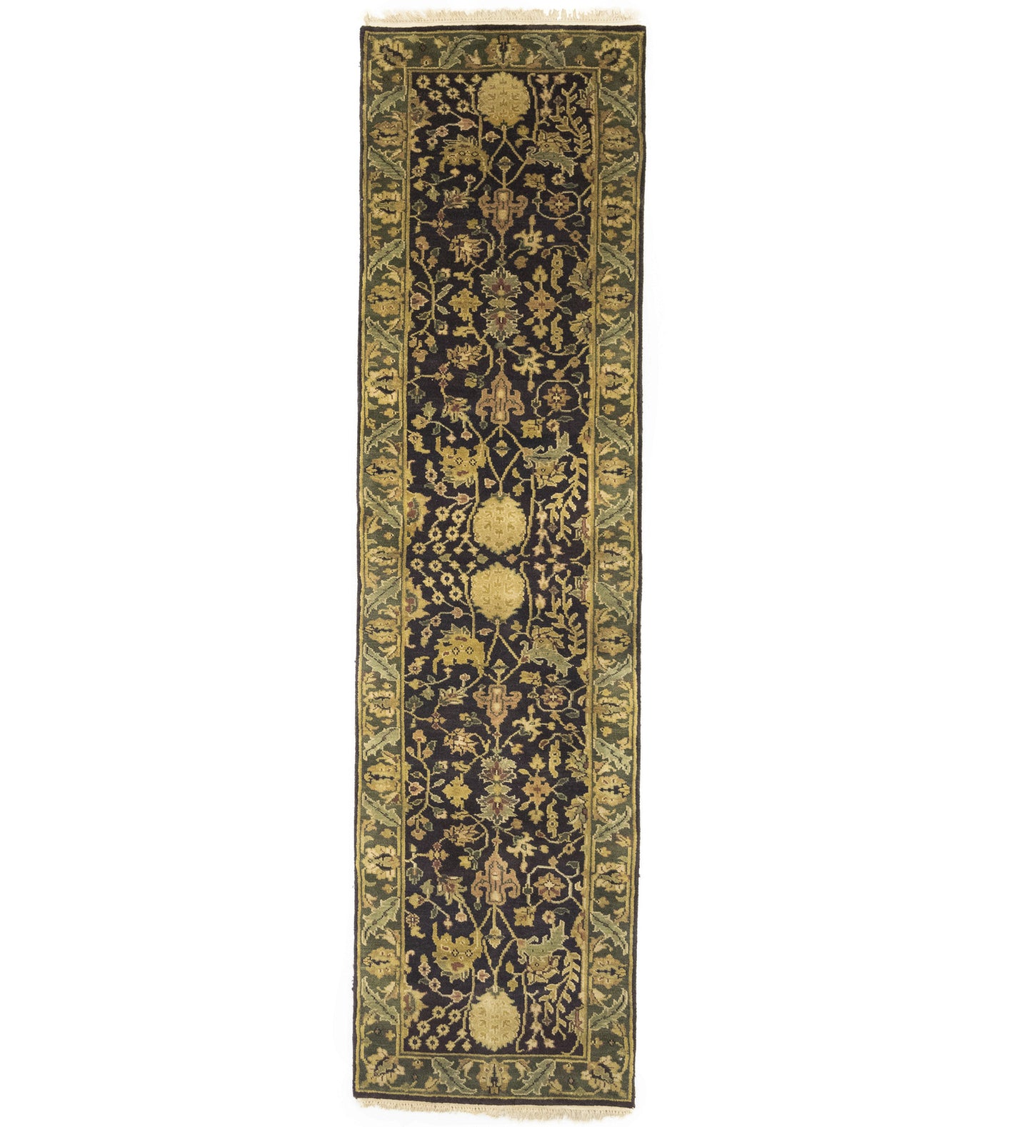 Hand-Knotted Agra Jaipur Floral Oriental Runner