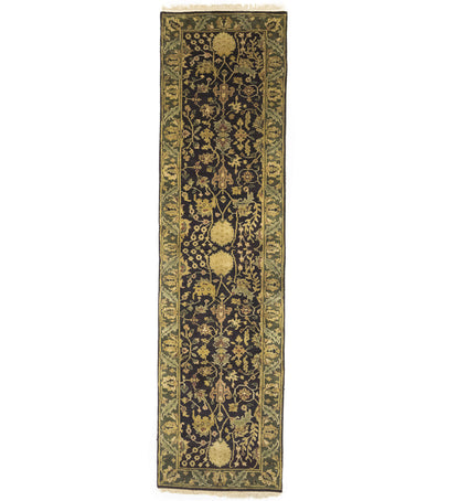 Hand-Knotted Agra Jaipur Floral Oriental Runner