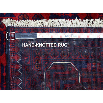 5'5"X7'8" Deep Red Afghan Khamyab Soft And Shiny Wool Hand Knotted Rug