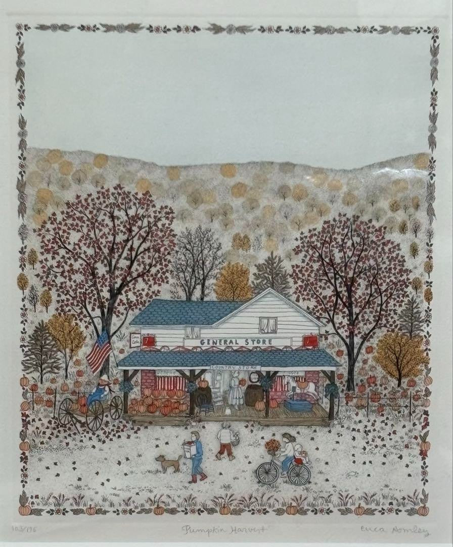 Cuca Romley "Pumpkin Harvest" Lithograph Signed Limited 103/175 Framed