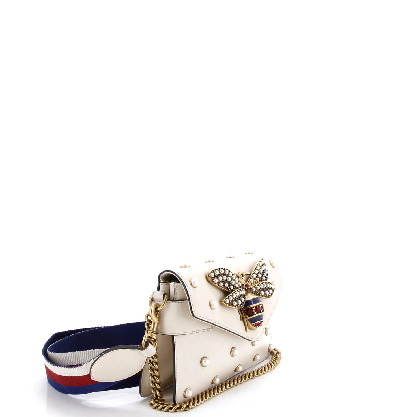 Gucci Broadway Pearly Bee Shoulder Bag Embellished Leather Mini