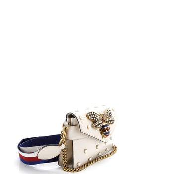 Gucci Broadway Pearly Bee Shoulder Bag Embellished Leather Mini