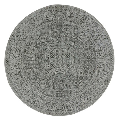 10'X10' Oxford White Hand Knotted Organic Wool Mamluk Dynasty Round Rug