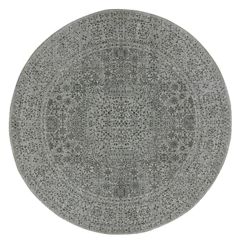 10'X10' Oxford White Hand Knotted Organic Wool Mamluk Dynasty Round Rug