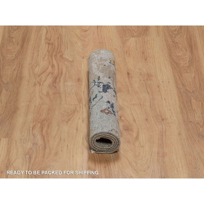 2'1"X3' Gray Broken Pattern Oushak Design 100% Wool Hand Knotted Mat Rug