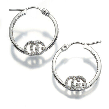 Gucci Earrings Gg Running Diamond Hoop 18K 750 White Gold