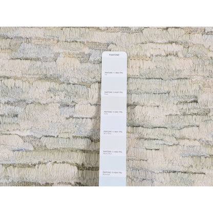 9'10"X14' Ivory Pure Silk With Wool Fluffy Collection Hand Knotted Rug