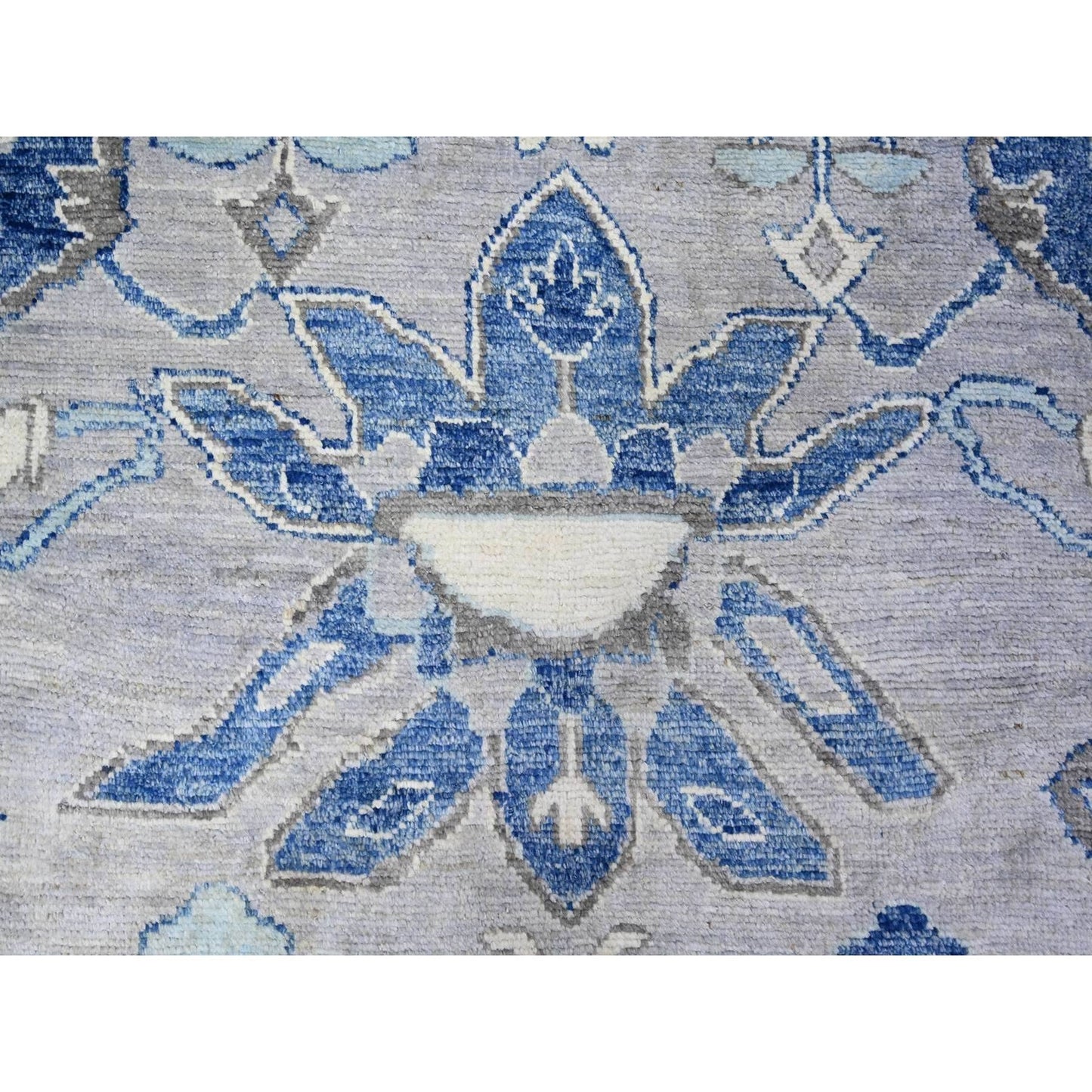 11'10"X15'1" Steel Blue Anatolian Village Inspired Wool Hand Knotted Rug