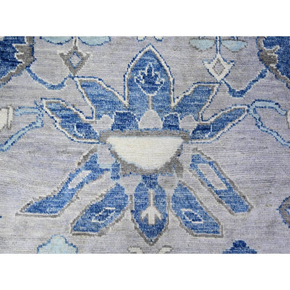 11'10"X15'1" Steel Blue Anatolian Village Inspired Wool Hand Knotted Rug