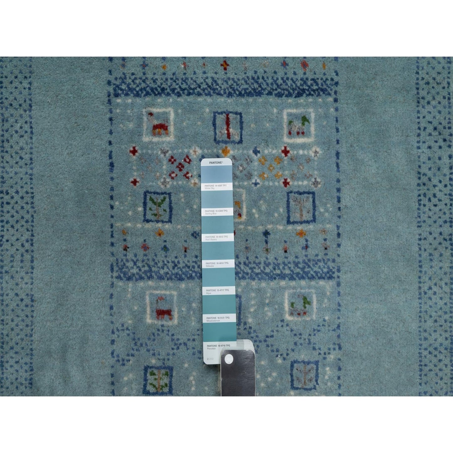 2'3"X4'5" Blue Modern Lori Buft Animal Figurine Wool Hand Knotted Mat Rug