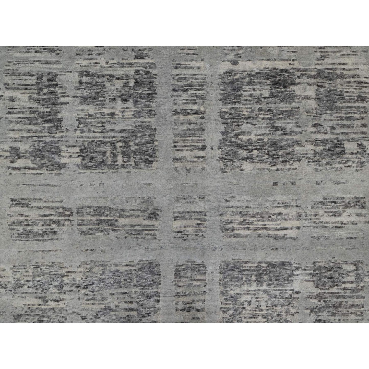 8'1"X10' Nevada Gray Modern Design Undyed Natural Wool Hand Knotted Rug