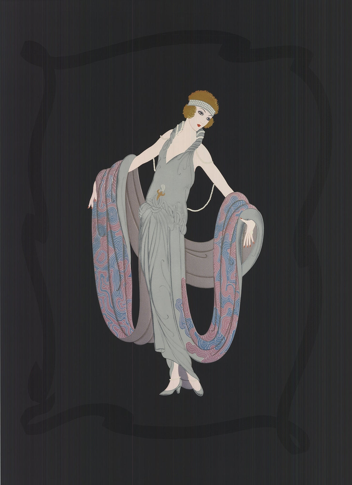 Erte Gala " Poster Art Deco Multicolor Gray Black