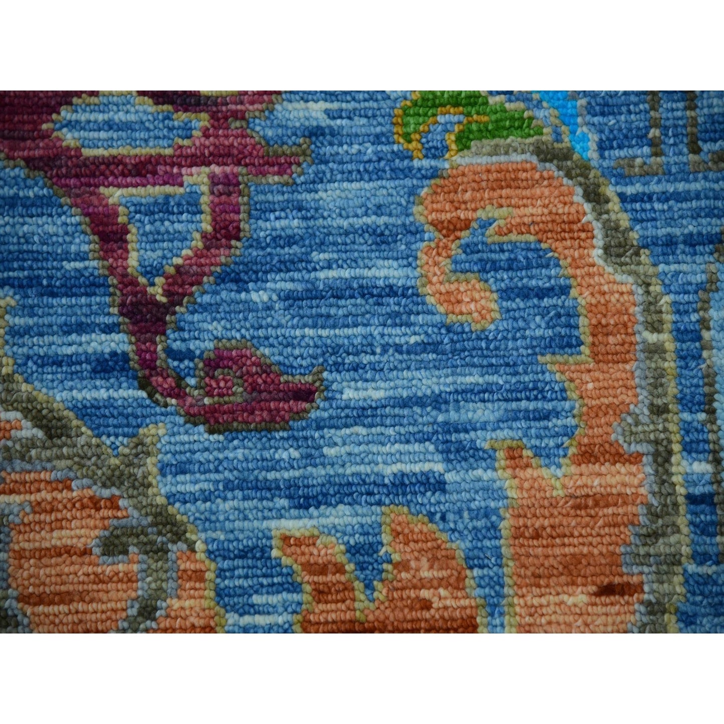 12'3"X15' Blue 100% Wool Colorful Oushak Weave Hand Knotted Oversized Rug