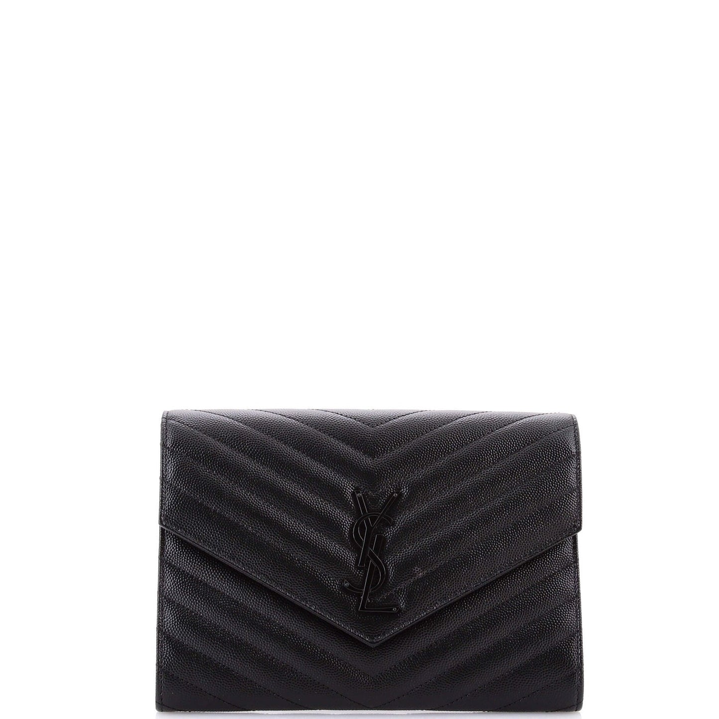 Saint Laurent Classic Monogram Envelope Wristlet Clutch Matelasse Chevron